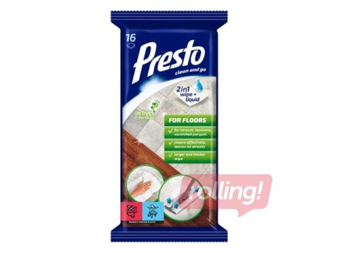 Mitrās salvetes Presto grīdām, 16 gab.