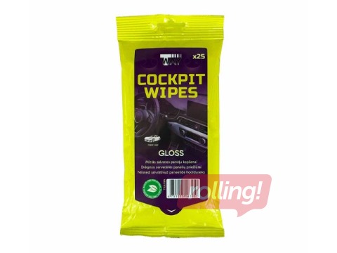 Mitrās salvetes T-Way, New Car, Gloss, auto paneļu kopšanai, 25 gab.