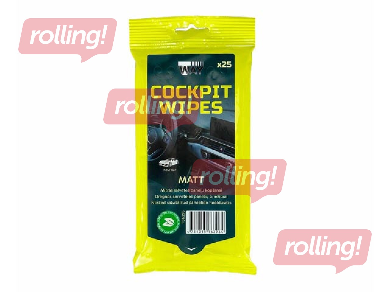 Влажные салфетки T-Way, New Car, Matt, для ухода за панелями автомобиля, 25 шт.