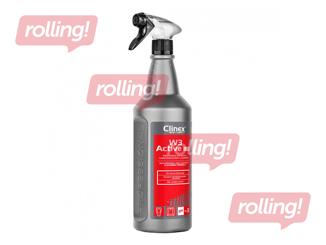 Sanitārā aprīkojuma tīrīšanas līdzeklis Clinex, W3 Active Bio, putojošs, 1l