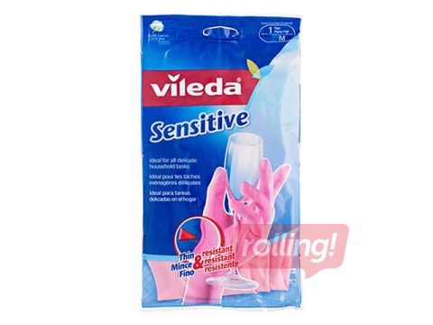Latex gloves with a cotton lining Vileda Sensitive, size M