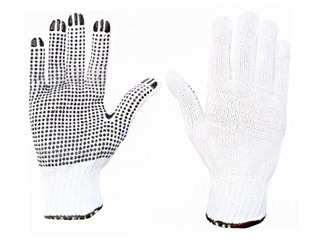 Knitted cotton gloves with one side PVC anti-slip dots, size L