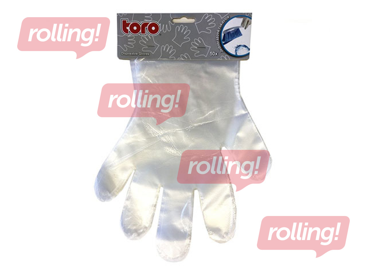 Disposable plastic film gloves TORO, 50 pcs.