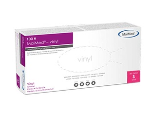 Перчатки виниловые без пудры MaiMed, S 100 шт., синие