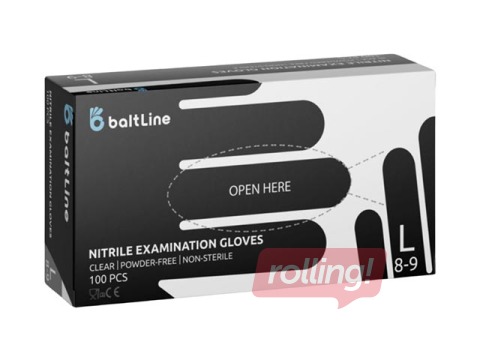 Nitriilkindad ilma puudrita BaltLine L suurus, 100 tk, must