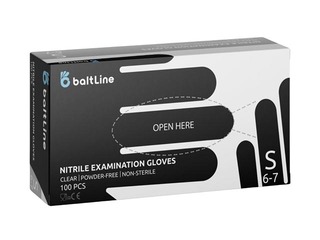 Nitriilkindad ilma puudrita BaltLine S suurus, 100 tk, must