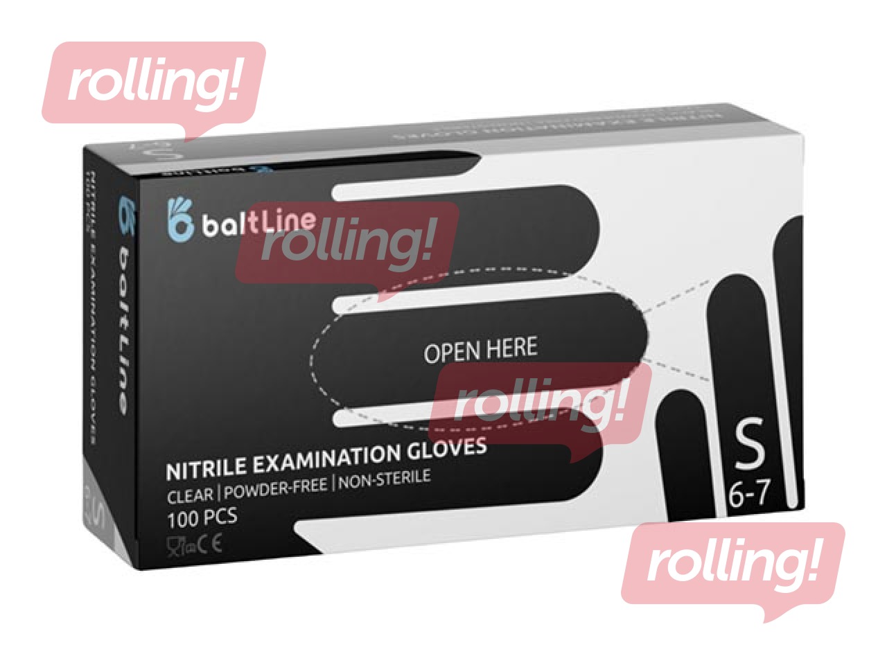 Nitriilkindad ilma puudrita BaltLine S suurus, 100 tk, must