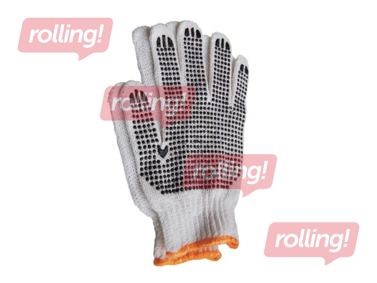 Darba cimdi ar vienpusēju PVC pretslīdes punktējumu, kokvilnas, adīti, M izmērs