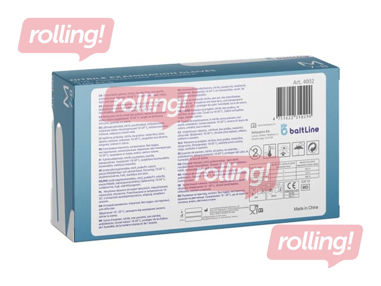 Cimdi BaltLine, nitrila, bez pūdera, zili, M izmērs, 100 gab.