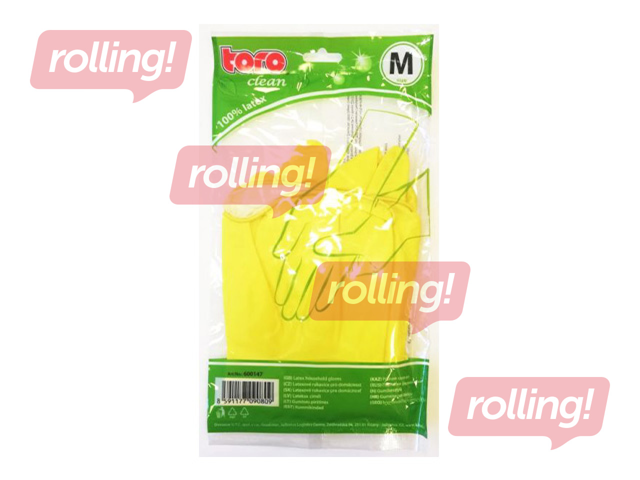 Rubber gloves TORO, size M, yellow