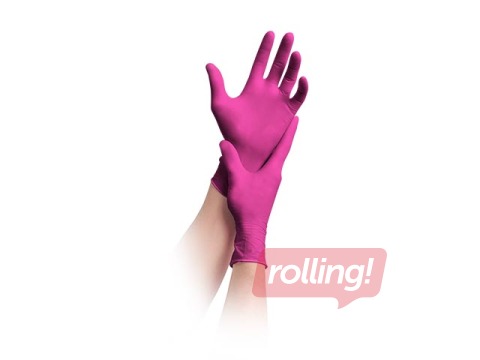 Cimdi Maimed, nitrila, bez pūdera, rozā, S izmērs, 100 gab.