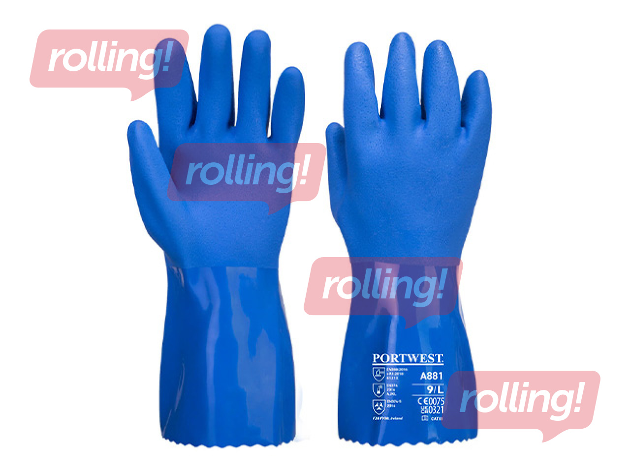 Cimdi darbam ar ķimikālijām Marine Ultra PVC Chem Gauntlet, L izmērs