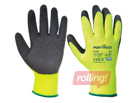 Darba cimdi Thermal Grip - Latex lietošanai aukstumā, dzelteni/melni, L izmērs