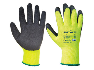 Work Gloves Thermal Grip - Latex, Size L, Yellow/Black