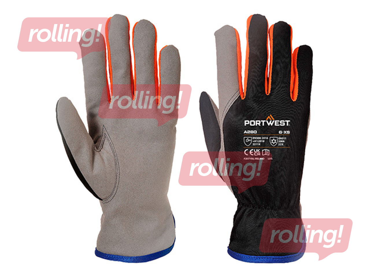 Darba cimdi Wintershield lietošanai aukstumā, melni/oranži, L izmērs