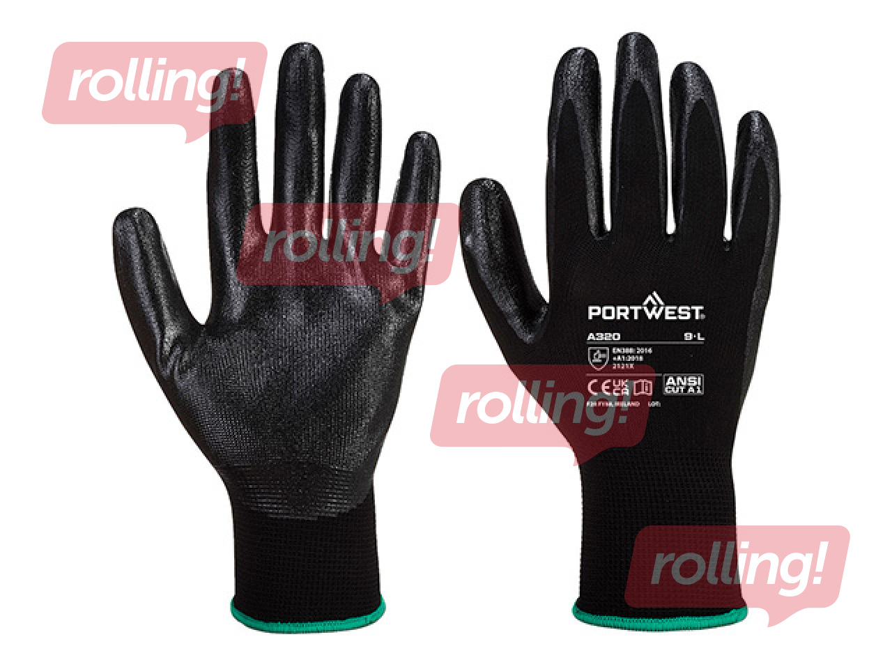 Work Gloves for Enhanced Grip Dexti-Grip, Size L, Black