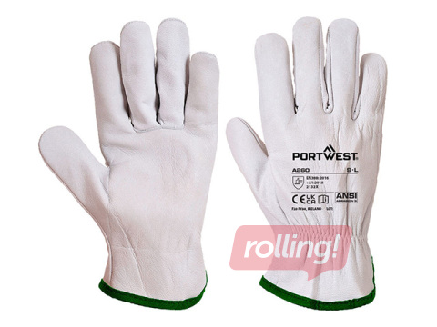 Work Gloves Oves Driver, leather, Size L, Grey