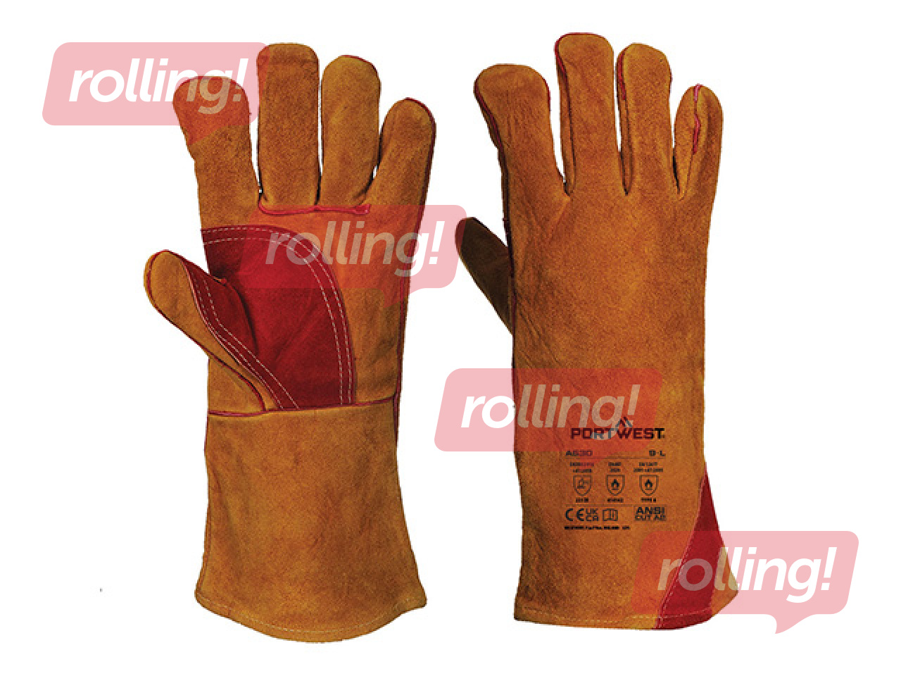 Darba cimdi Reinforced Welding Gauntlet metināšanai, brūni, L izmērs