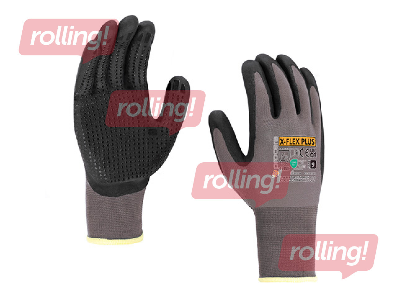 Work Gloves for Better Grip X-Flex Plus, Size L, Black