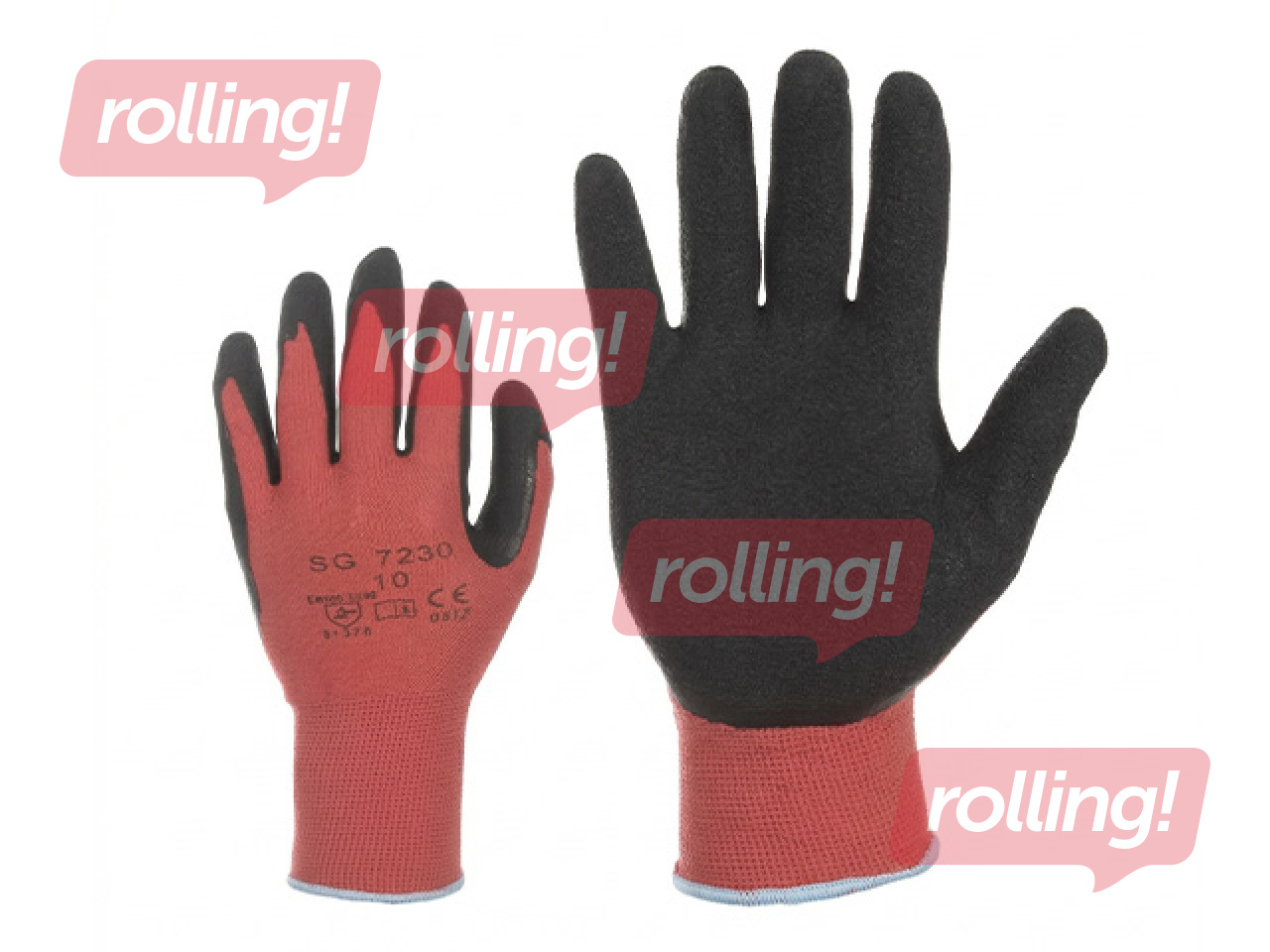 Work gloves, textured, size 6