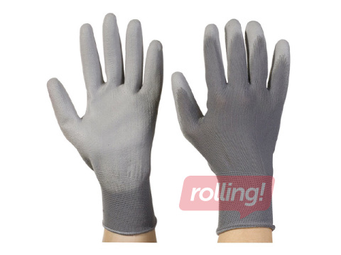 Töökindad Haushalt, polüuretaankattega, hallid, suurus M