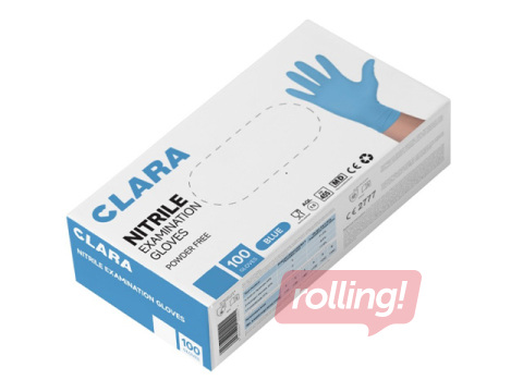Puudrivabad nitriilkindad Clara, suurus XL, sinised, 100 tk