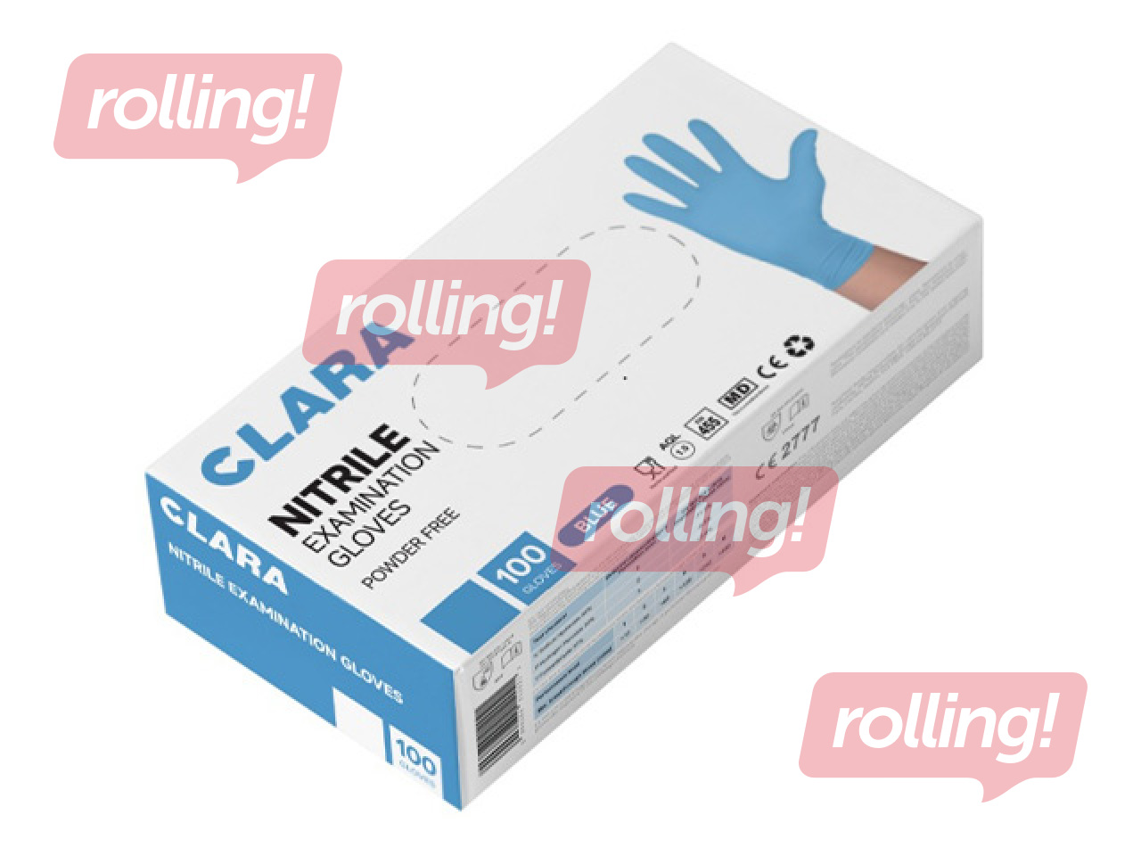 Puudrivabad nitriilkindad Clara, suurus XL, sinised, 100 tk