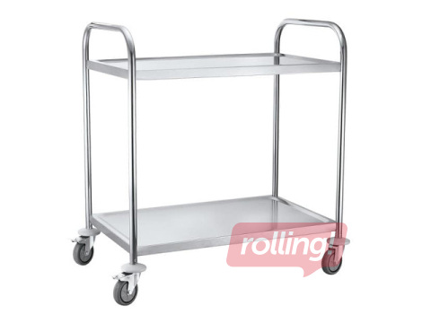 2 shelf stainless steel trolley, without protective rails