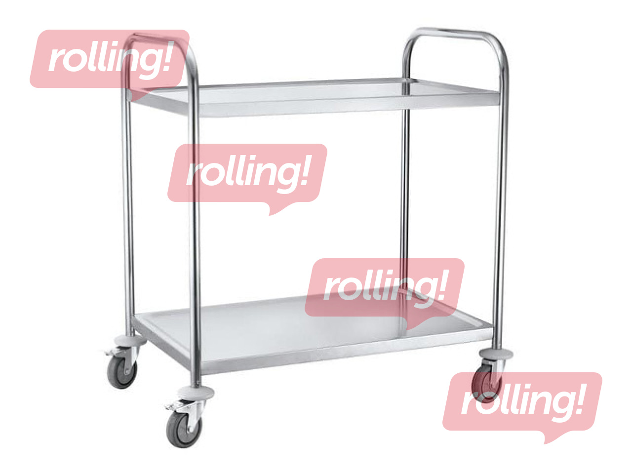 2 shelf stainless steel trolley, without protective rails