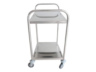 2 shelf stainless steel trolley, without protective rails