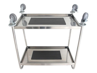 2 shelf stainless steel trolley, without protective rails
