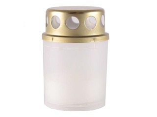 Candle in an outdoor plastic container 8 cm, white, burns for 8 hours