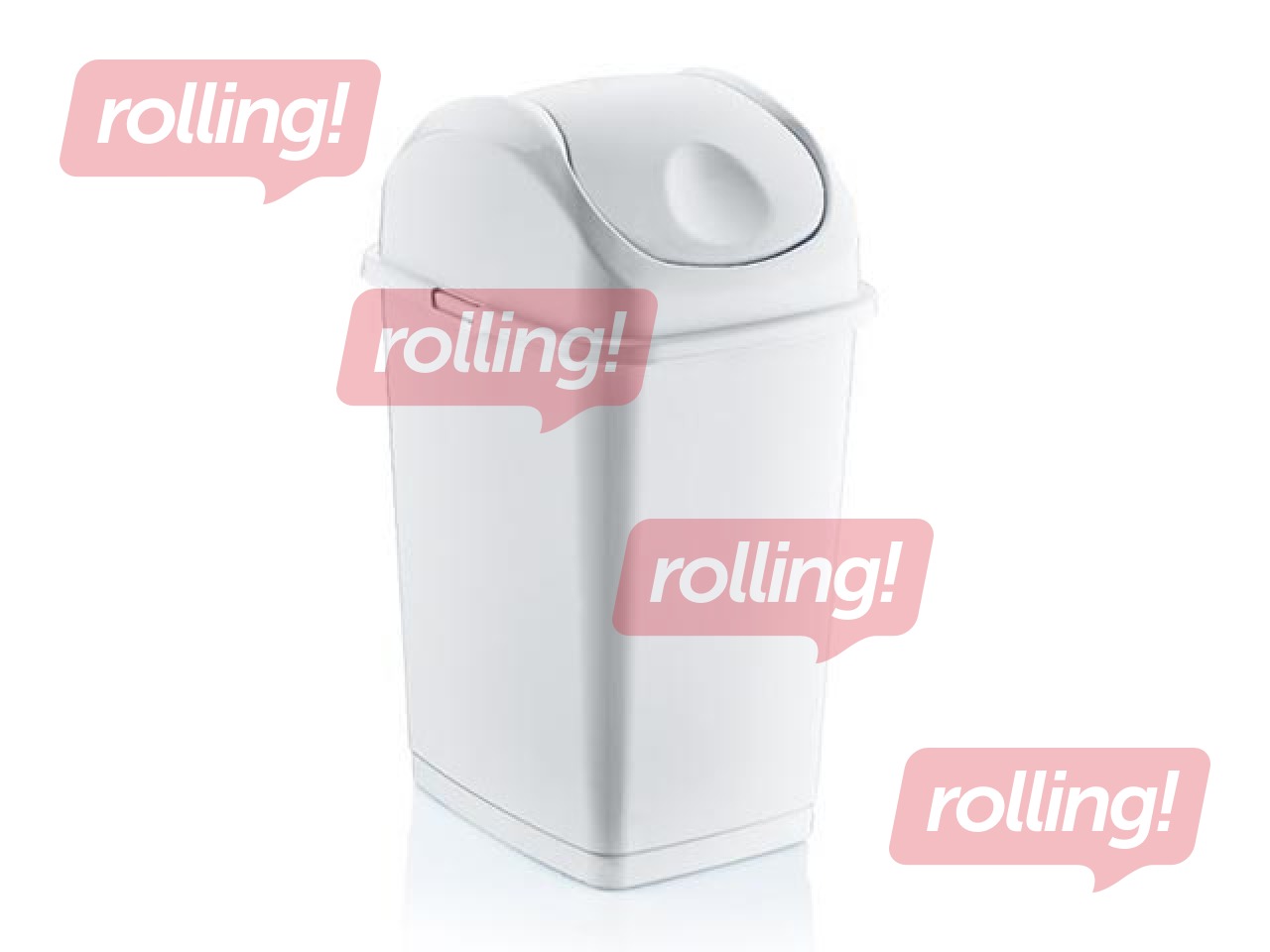 Atkritumu tvertne ar šūpojošos vāku SLIM plastmasas,balta, 35L