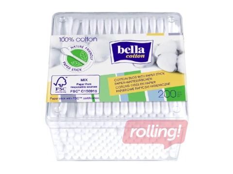 Vates kociņi Bella, Cotton, kastītē, 200 gab.