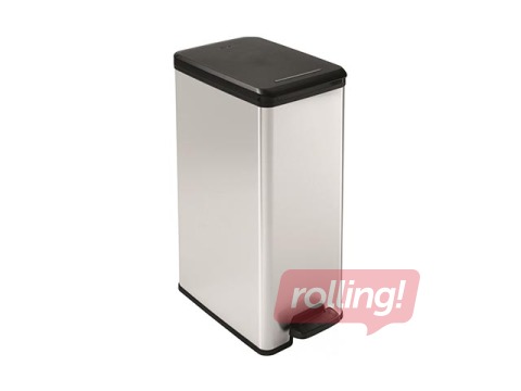 Atkritumu tvertne ar pedāli metalizēta Slim Bin, sudraba, 40l
