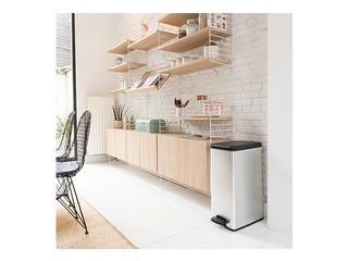 Atkritumu tvertne ar pedāli metalizēta Slim Bin, sudraba, 40l