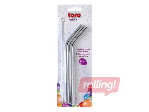 Соломинки из нержавеющей стали Toro, с кисточкой, 4 шт.