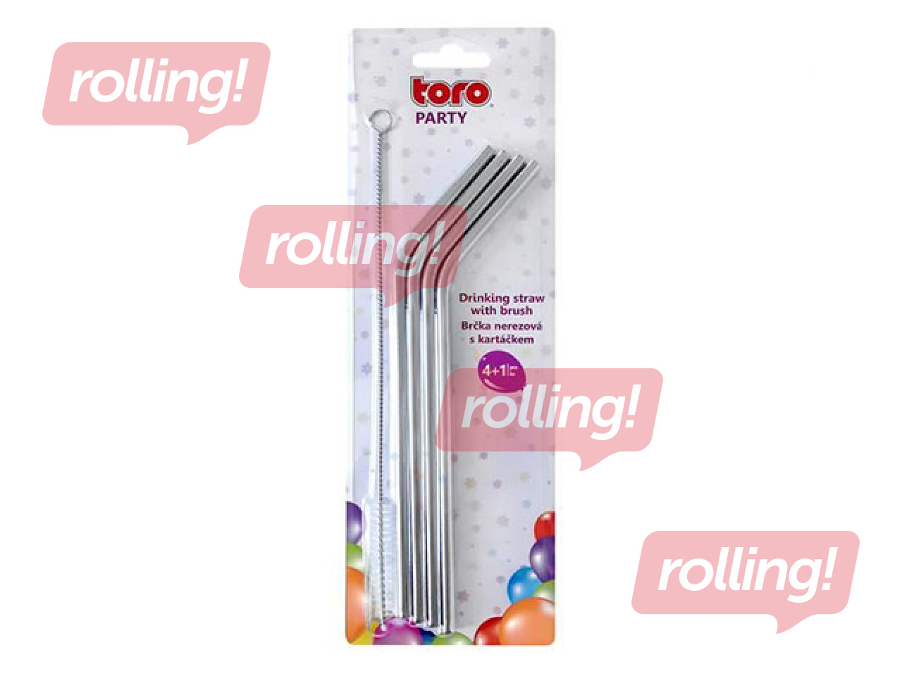 Соломинки из нержавеющей стали Toro, с кисточкой, 4 шт.