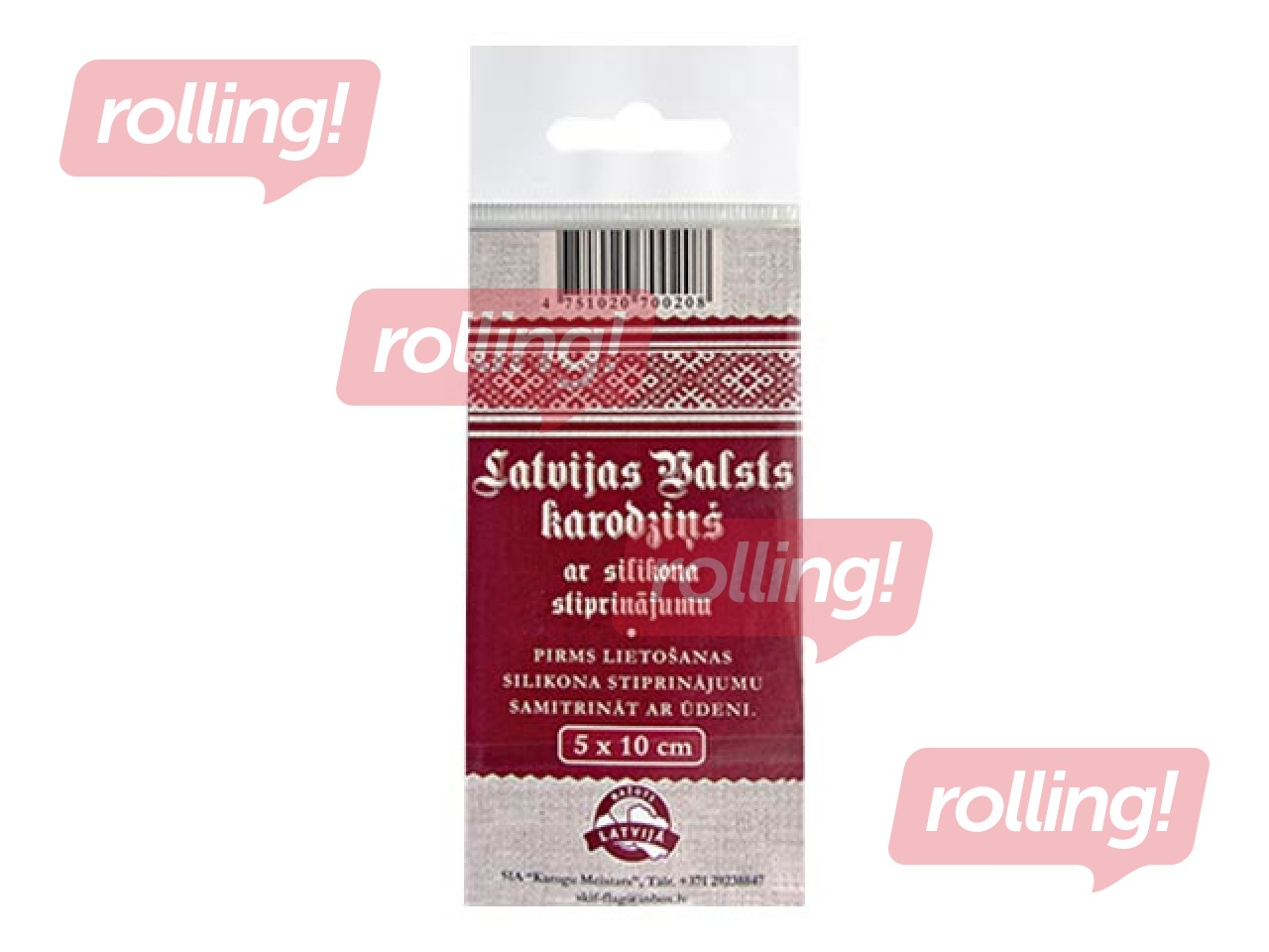 Latvijas Republikas karodziņš ar silikona stiprinajumu, 5x10cm