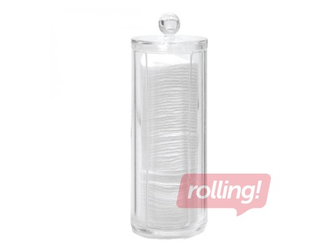 Cotton pad holder, Ø 7.2 x h20 cm, transparent plastic