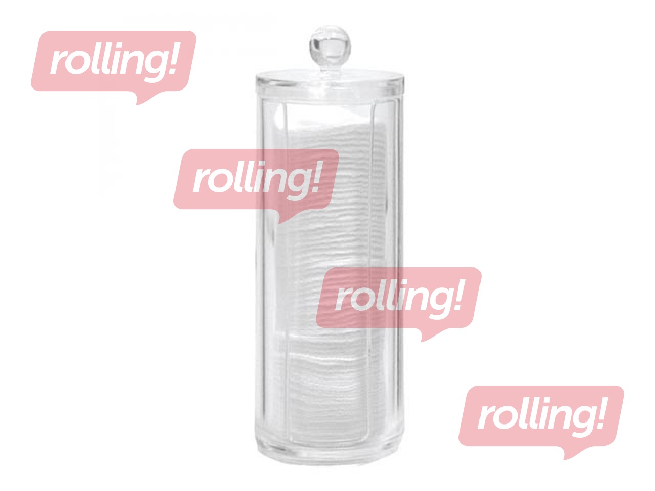 Cotton pad holder, Ø 7.2 x h20 cm, transparent plastic