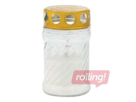 Svece ar vāciņu, Ø6x11cm, stikla, balta