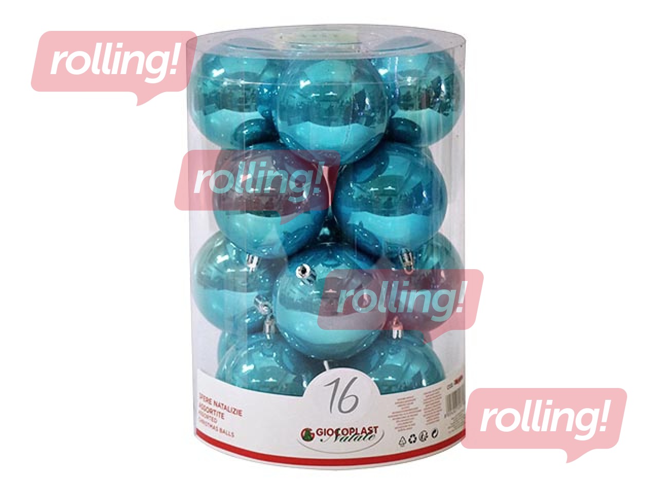 Christmas bulbs, ø8 cm, 16 pcs., light blue