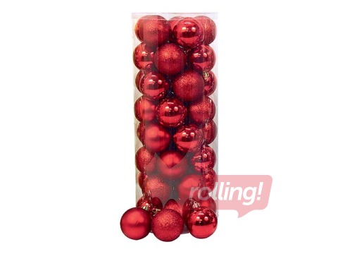 Christmas bulbs, red, ø6cm, 40 pcs.