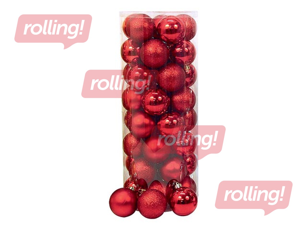 Christmas bulbs, red, ø6cm, 40 pcs.