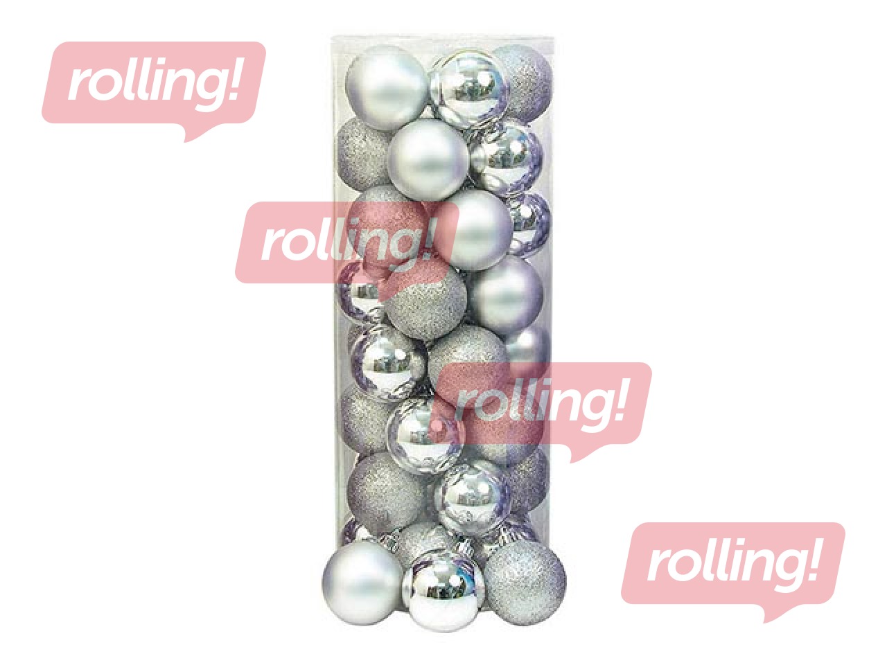 Christmas bulbs, ø8 cm, 16 pcs., silver color