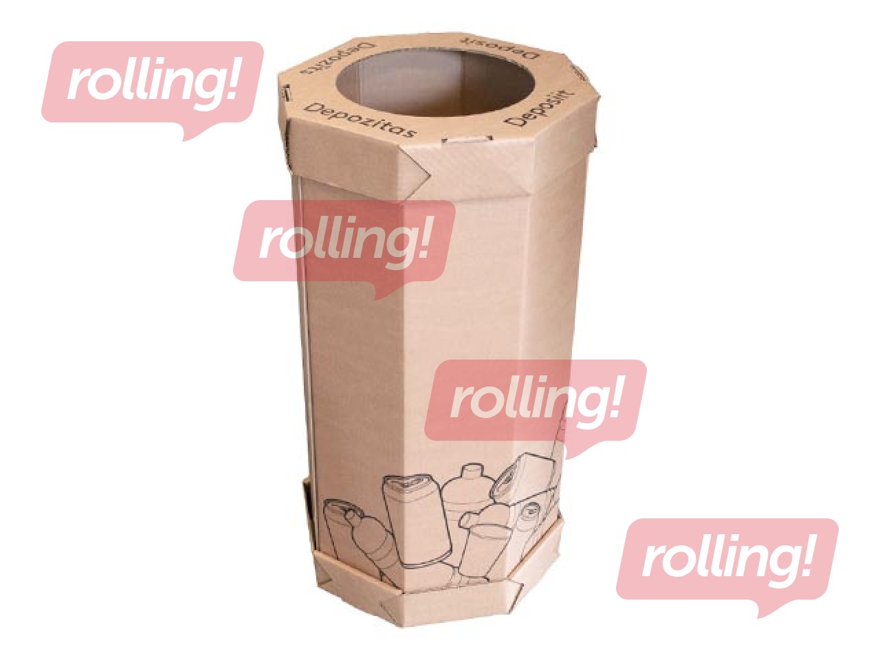 Cardboard container for waste sorting, for deposit 360 x 360 x 750 mm
