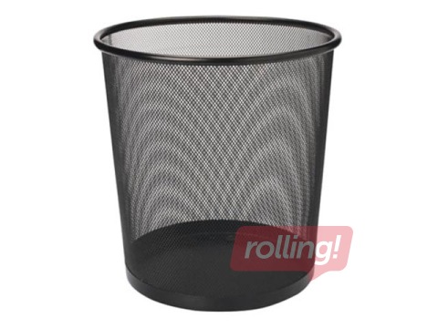 Paper basket for office, metal, black, 5l