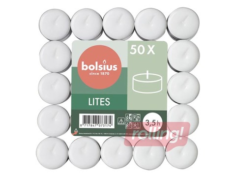 Tējas sveces Bolsius, baltas, 3,5h, 50 gab.