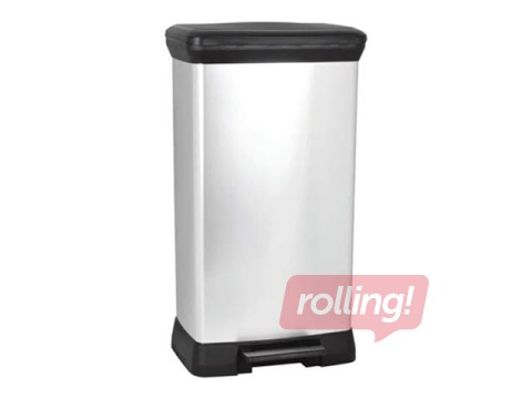 Atkritumu tvertne ar pedāli Curver Deco Bin, metalizēta, sudraba, 50l